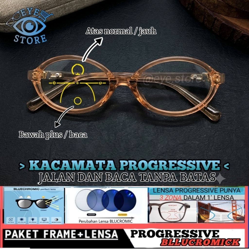 ผู้หญิง PROGRESSIVE GLASSES FREAM 28095 PROGRESSIVE LENS FAR DEKET READING และเดินด้วย LIMITS