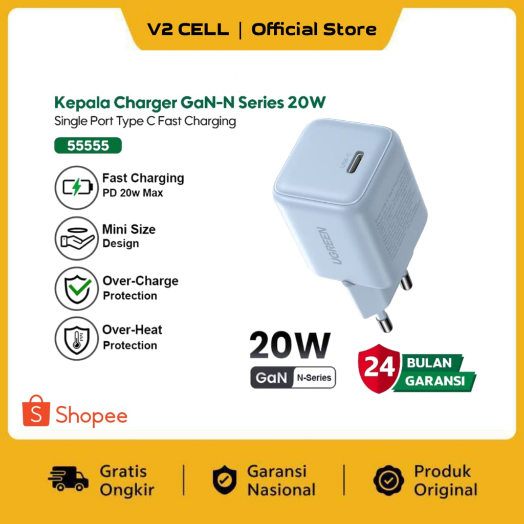 UGREEN ยูกรีน หัวชาร์จสีน้ําเงิน 20ว 55555