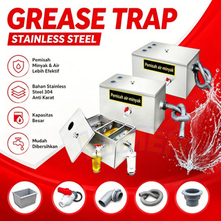 Grease Trap Penyaring Lemak Dapur 4 Lapisan Stainless Steel Filter Anti Karat Filter Sisa Makanan Anti Karat Kua 50*25*25cm bagus