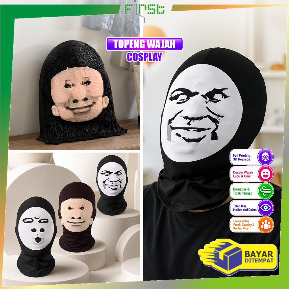 FH-C649 น่ารักน่าเกลียด Face Mask ที่ไม่ซ้ํากัน Creative Abstract Face Expression Mask / คอสเพลย์ Pr