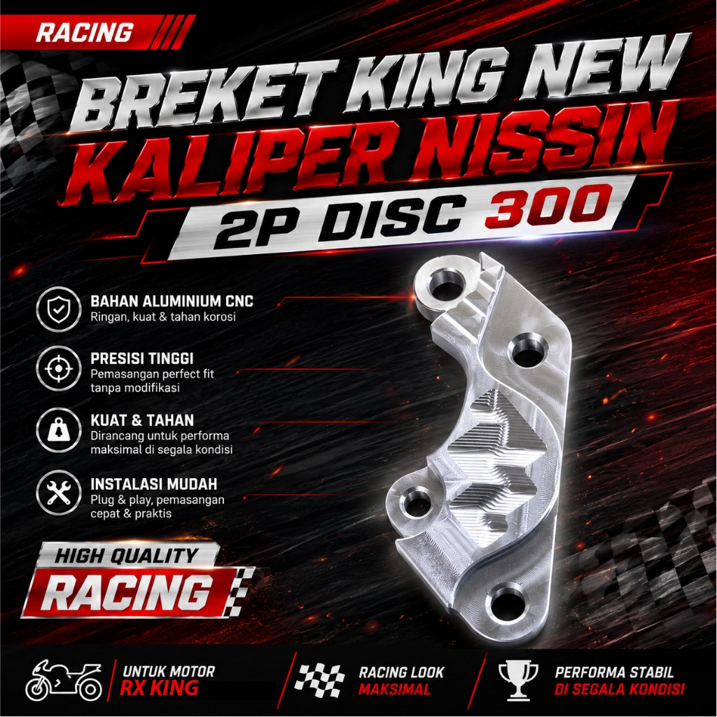 KING NEW CALIPER BRACKET NISSIN 2 PISTON DISC 300MM CALIPER