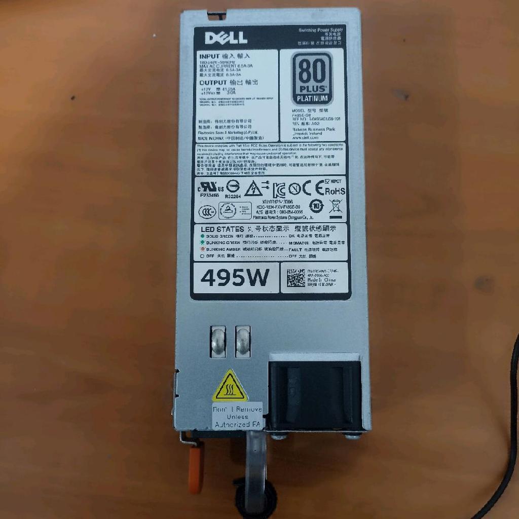 พาวเวอร์ซัพพลาย PSU Dell 495Watt Server Dell PowerEdge R620 R720 T420 03GHW3 Platinum