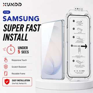 XUNDD Quick-Fit Install Tempered Glass untuk Samsung A17 S26 Ultra S26+ S26 S25 Ultra S25 S24 Ultra S24 FE A36 A56  Clear Dust-Free Installation-XDTG-004