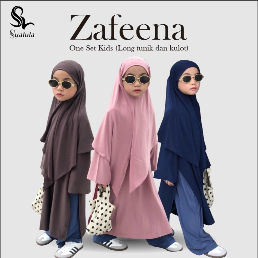 Zafeena One Set Kids Jersey Premium By Syalula (เฉพาะเสื้อคลุมยาวและ Culottes)