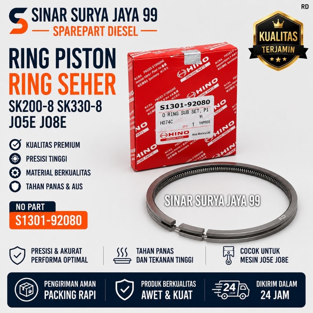 PISTON RING SEHER RING SK200-8 SK330-8 J05E J08E NO PART S1301-92080