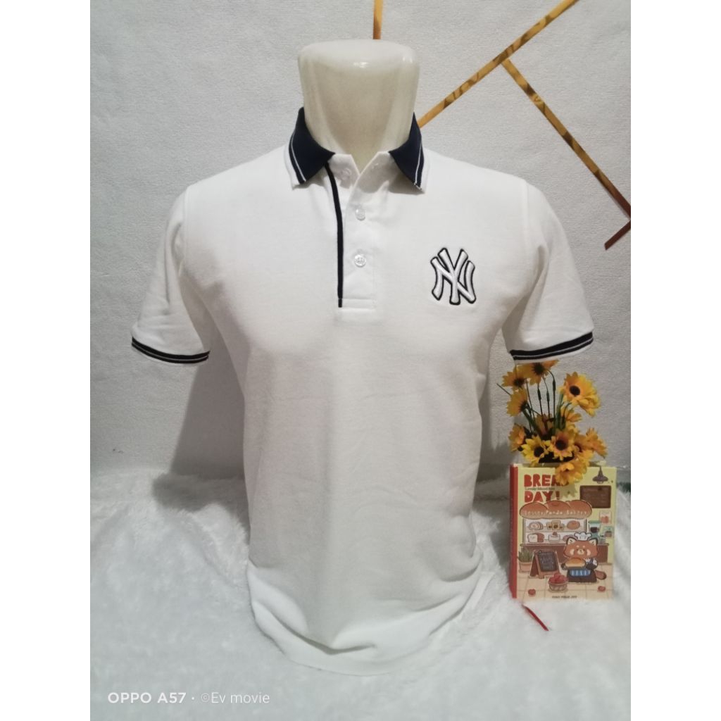 MLB NY เสื้อเชิ้ตคอปกโปโลสีขาว