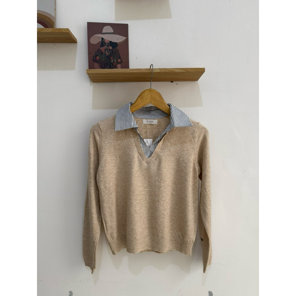 SL479 | เสื้อยืด COLLAR by PIMM BKK | เสื้อ BKK COLLAR KNIT| เสื้อยืด LONG-SLEEVED KNIT COLLAR