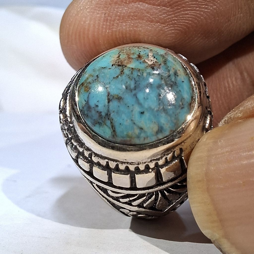 PERSIAN TURQUOISE GREY GRADATION EST DIM 12.5x12x6 RING 8