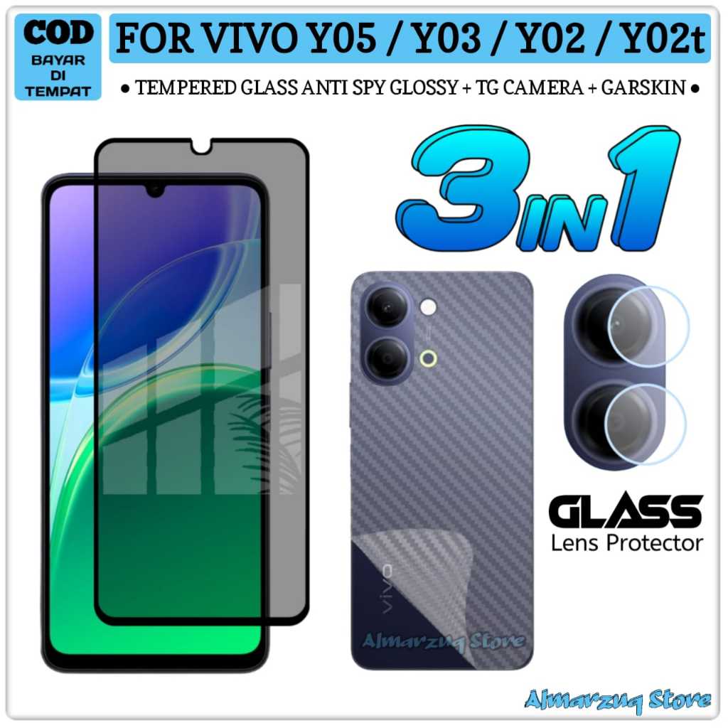 Vivo Y05 Y03 Y02 Y02t แพ็คเกจกระจกนิรภัย Anti-Scratch Full Glass Anti-Scratch กล้อง Garskin