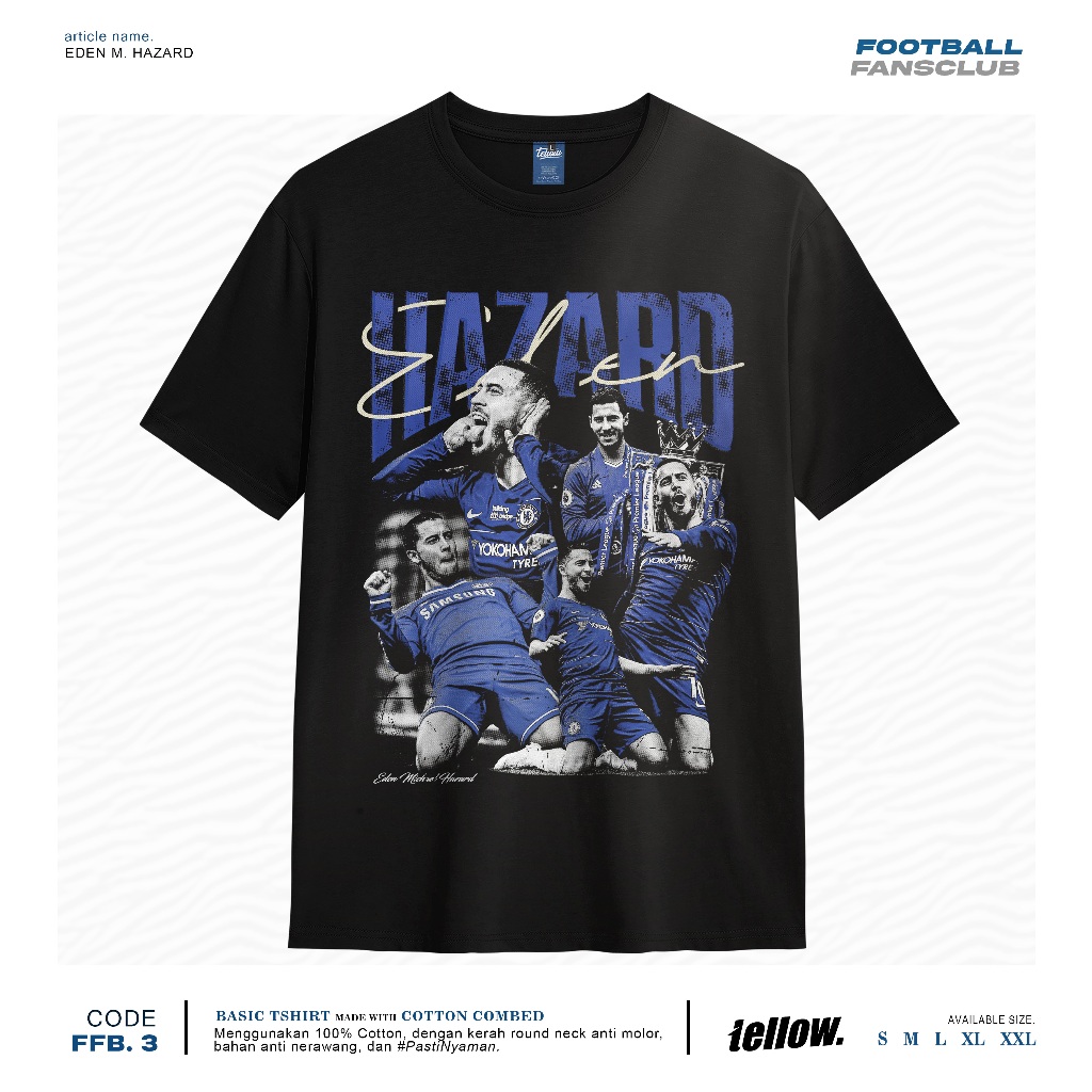 แฟนฟุตบอล Eden M Hazard, เสื้อยืด Chelsea Fc - เสื้อยืดพื้นฐาน