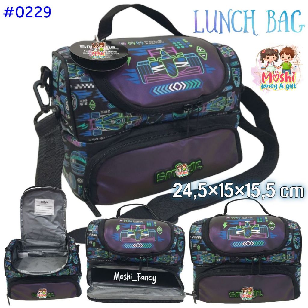 Bright Racer Double Deck Lunch Bag / Double Decker Racer Lunch Bag / Boys Lunch Bag / Car Motif Lunc