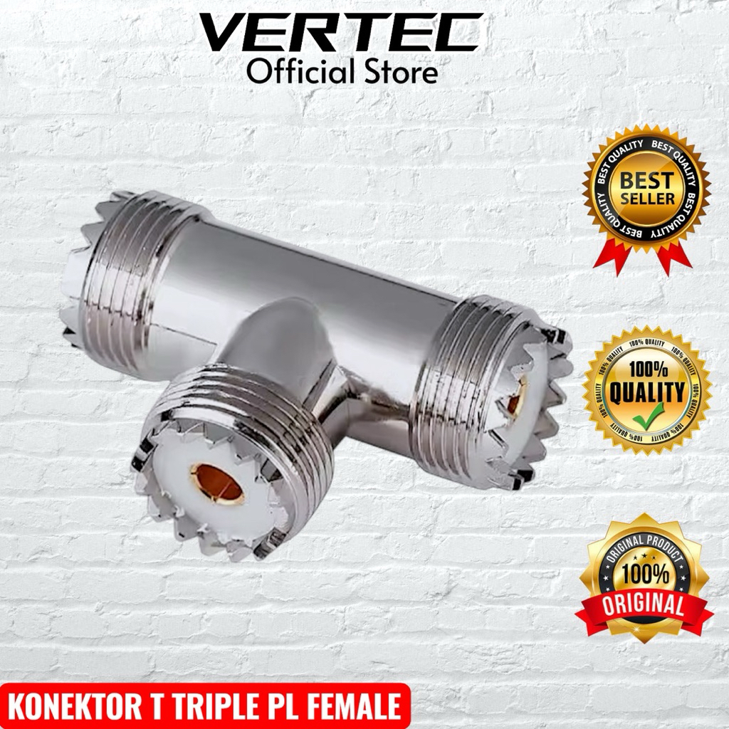 ขั้วต่อ T PL ตัวเมีย Triple UHF PL259 ตัวเมีย