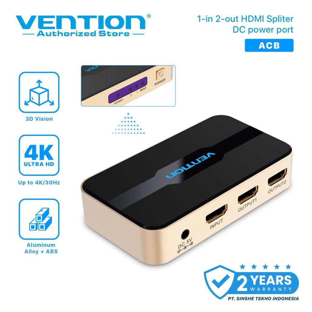 Vention HDMI Splitter 1 in 2 out 4K Full HD 3D พร้อมอะแดปเตอร์ ACB 1 In 2 Out