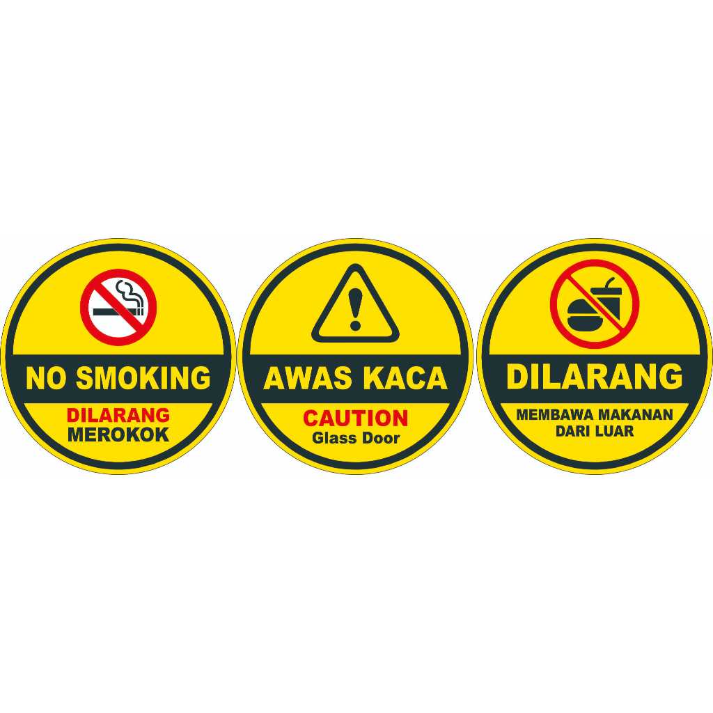 ป้ายอะคริลิกไม่มีสูบบุหรี่, BEWARE OF GLASS, ห้ามอาหาร BRING จากภายนอก