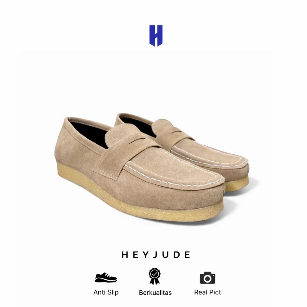 Heyjude Vible Loafers ครีม Chunky Loafers Suede Casual Wallabee ผู้ชายผู้หญิง