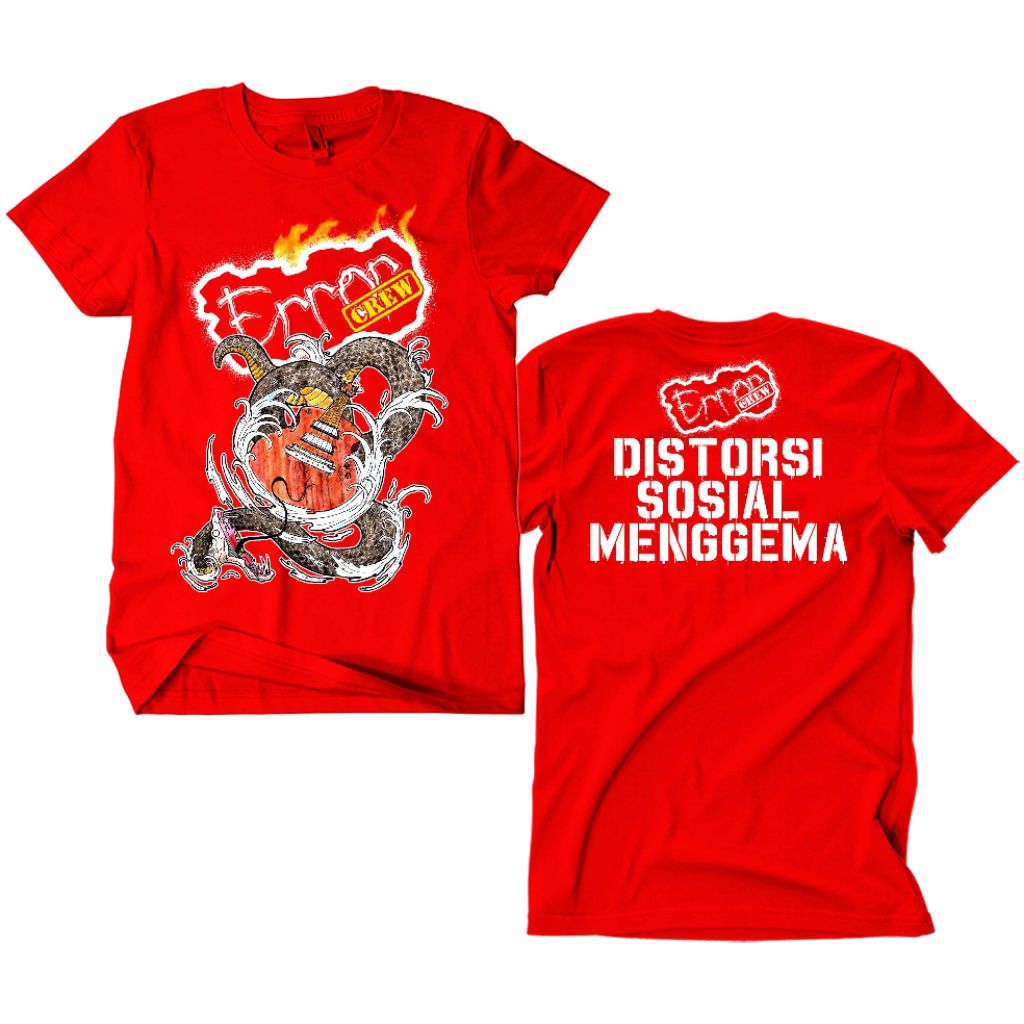 MERAH Punk Error Crew Band T-Shirt - Social Distortion Red