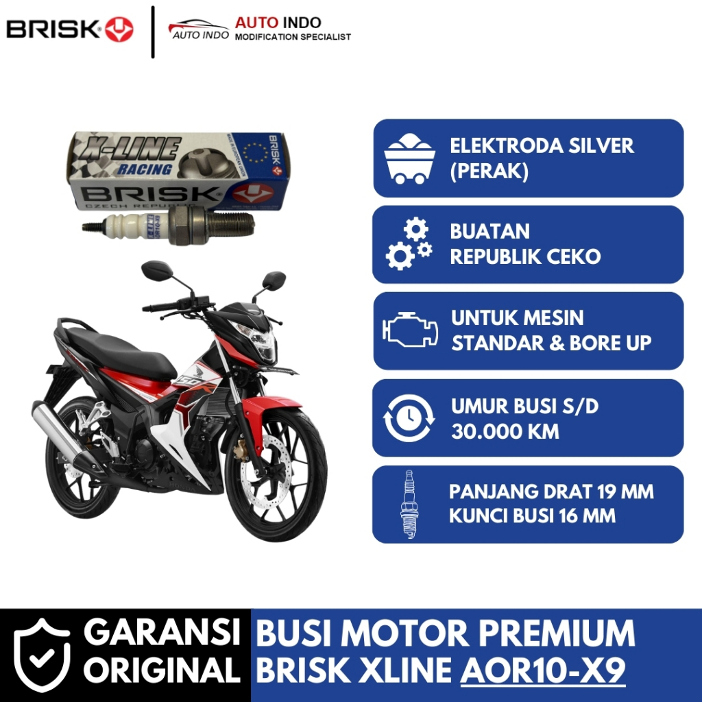 หัวเทียนรถจักรยานยนต์ Brisk Xline Racing OR10-X9 สําหรับ Honda Sonic 150R | ประกัน Brisk ดั้งเดิม