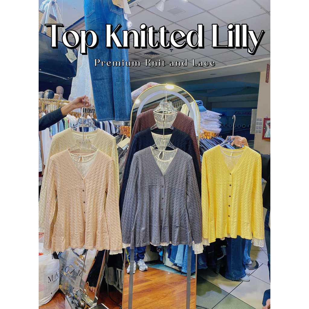 Made Top Knited Lilly Set Lace Top Set ถักและลูกไม้