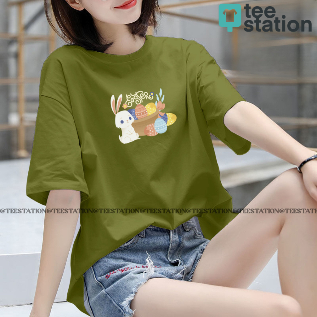 KATUN TEE STATION EASTER BASKETBALL เสื้อยืด EASTER RABBIT EGG น่ารักแฟชั่นผู้หญิงเสื้อยืดพรีเมี่ยมผ