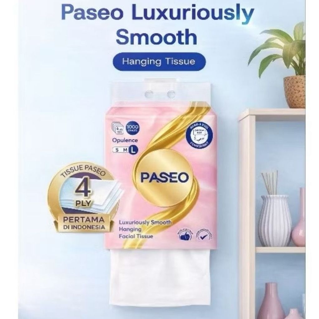 PASEO LUXURIOUSLY SMOOTH HANGING FACIAL TISSUE 1000PLY 4PLY