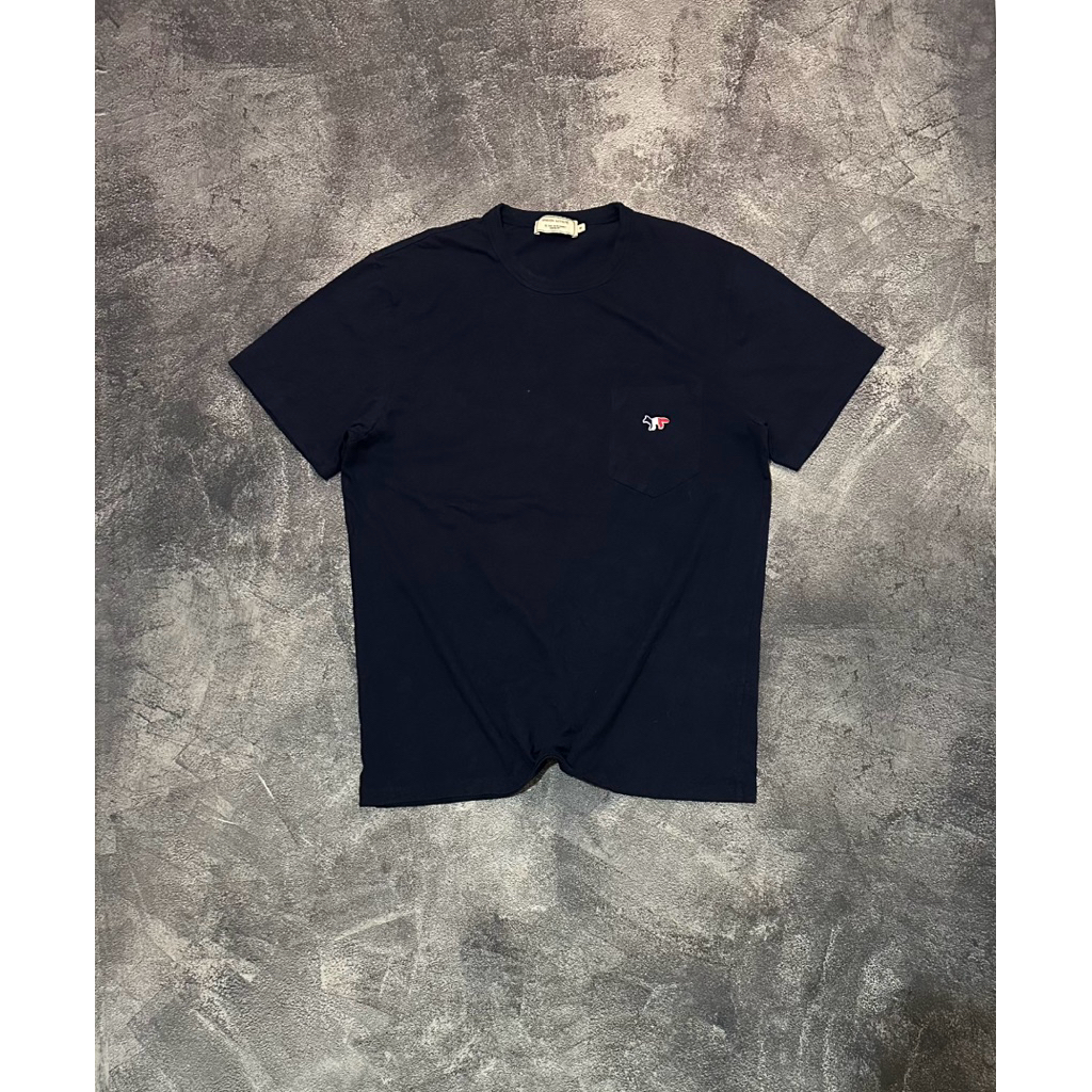 Maison Kitsune Tricolor Fox Navy เสื้อยืด