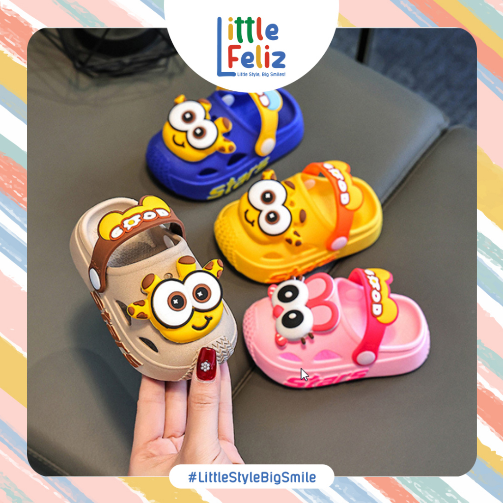 Littlefeliz SA42 รองเท้าแตะเด็ก Unisex สําหรับเด็กชายและเด็กหญิง Giraffe Girrafe วัสดุยางน้ําหนักเบา