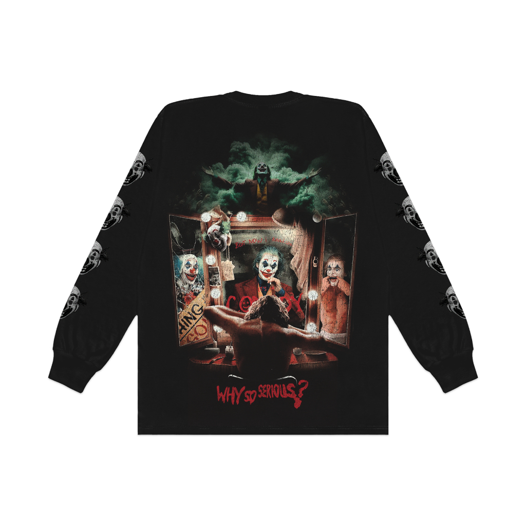 สุ่มสตูดิโอปกติเสื้อยืดแขนยาว Supersoft 24s Joker Joaquin สีดํา