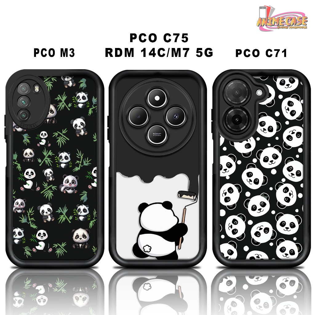 Softcase glossy POCO M3 C75 REDMI 14C M7 5G C71 Casing Case Hp Silicone Camera Protector PANDA