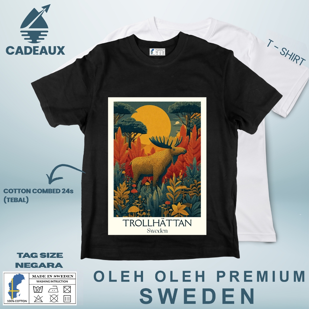 SWEDEN SOUVENIR เสื้อยืด 6 USING SWEDEN STATE TAG เสื้อยืดผ้าฝ้าย Combed 24s SOUVENIR ของขวัญพรีเมี่