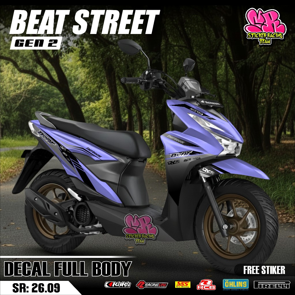 สติกเกอร์เต็มตัวล่าสุด Honda Beat Street 2024 2025 2026 สติกเกอร์เต็มตัว Beat Street Gen 2 Fast Hous
