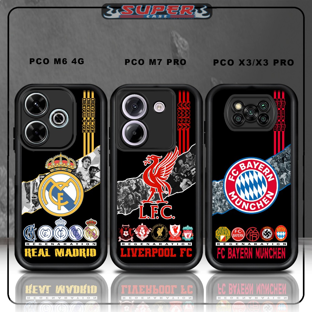 เคส Hp สําหรับ SoftCase Hp สําหรับแก้วสีดํา Premium POCO M6 4G PCO M7 PRO PCO X3/X3 PRO Design FOOTB