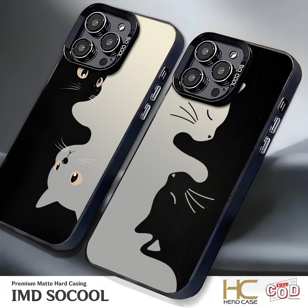 TS CODE PREMIUM MATTE HARD CASE ANTISHOCK CASING HP AESTHETIC BLACK CAT CASE สําหรับ XIAOMI REDMI 15