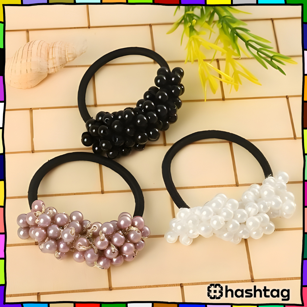 Hastag_iD ACC141 PEARL HAIR TIE RUBBER MATERIAL ผู้หญิงแฟชั่นนําเข้าสไตล์เกาหลีเครื่องประดับผม Y3644