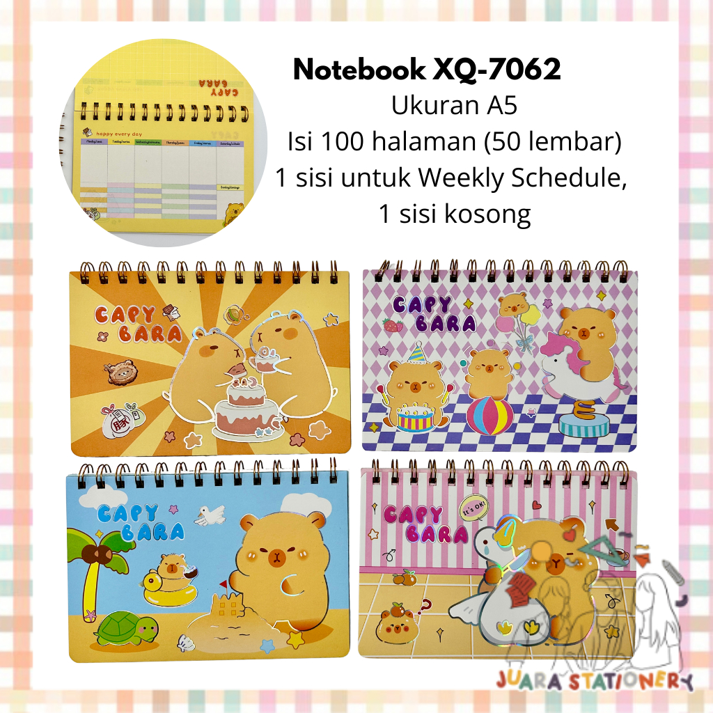 Weekly Schedule A5 Notebook / A5 Capybara Notebook Schedule Book XQ-7602
