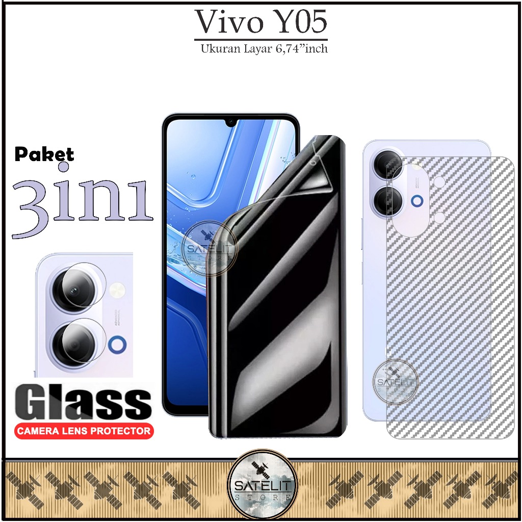 LAYER 3IN1 Anti-Scratch Hydrogel Spy Matte Vivo Y05 YO4 jelly Protector เต็มหน้าจอ