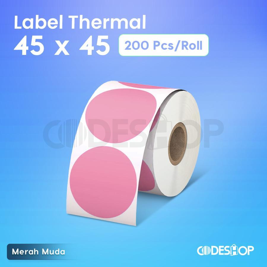 MERAH 45x45 mm สติ๊กเกอร์ฉลากความร้อน 45x45mm สีชมพู 200 ชิ้น Codeshop