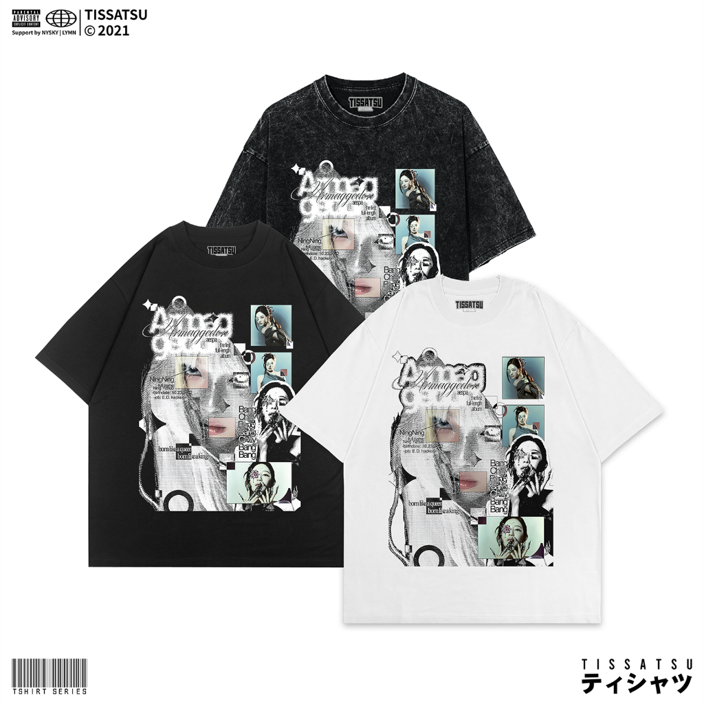 TISSATSU AESPA NINGNING ARMGGDN เสื้อยืด Oversize Washed / เสื้อยืด Kpop Wash Slimfit / AESPA-60