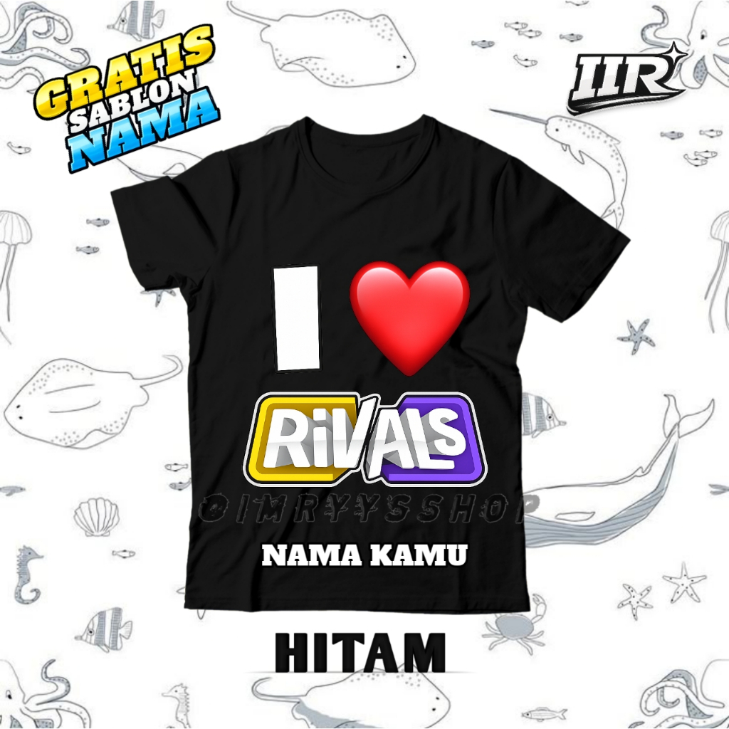 (ชื่อฟรี) เสื้อยืดเด็กด้านบนพร้อม I Love Rivals Roblox GameTrending / Rivals Roblox เกม I Love Rivals ล่าสุด 2026 เสื้อยืดเด็ก Distro เสื้อผ้าแฟชั่นสําหรับเด็กอายุ 3-12 ปี