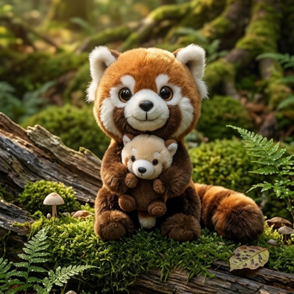 Original Everland Red Panda ตุ๊กตาสัตว์นําเด็ก | สัตว์แพนด้าแดงนําตุ๊กตาสัตว์เด็กน่ารักที่คล้ายกับแพ