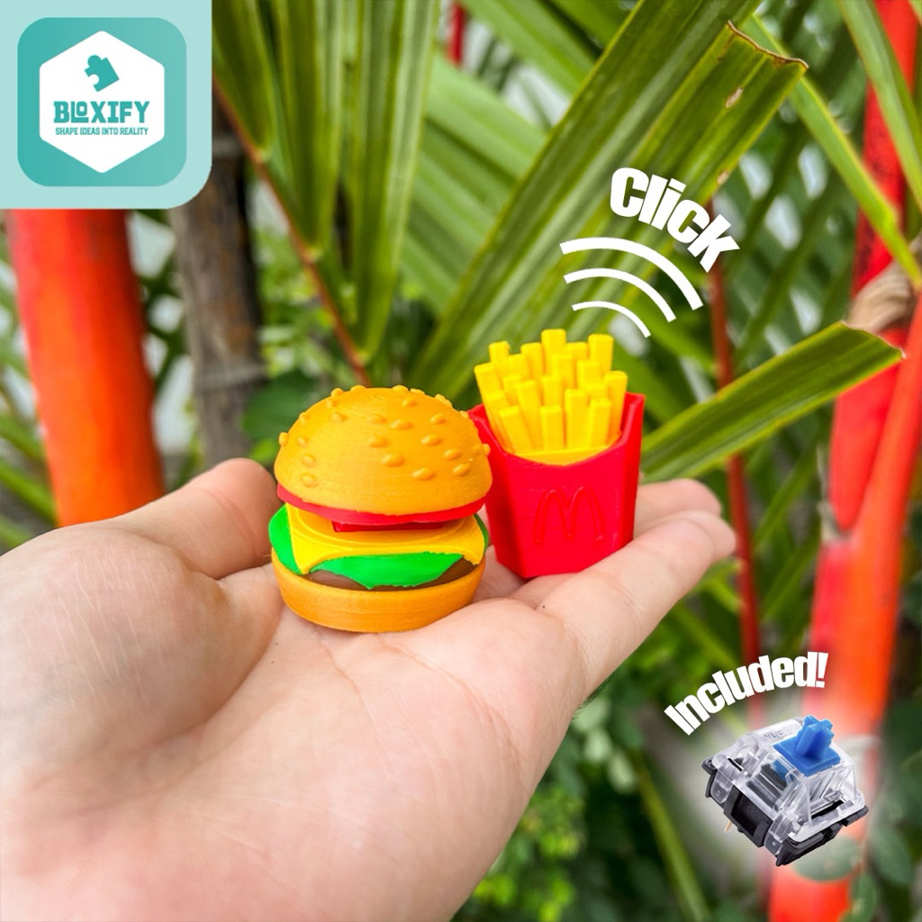 Fidget Clicker Burger & Fries McDonald Buns – ของเล่น Clicker คลายเครียดน่ารัก สไตล์ Happy Meal | บล