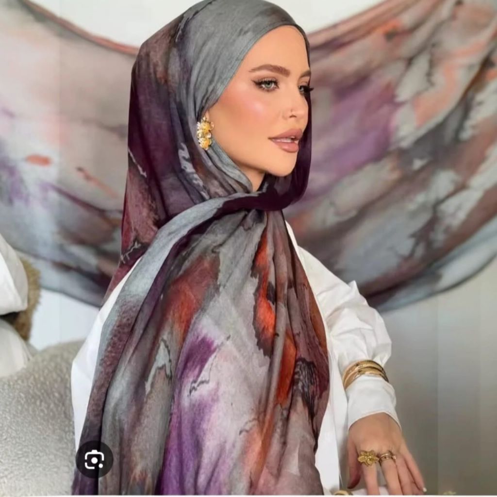 Pashmina ลาย้เหนียว Modal พิมพ์รูปแบบพรีเมี่ยม modal พิมพ์สีน้ําหินอ่อน / Pashmina พิมพ์ลายเหนียว mo