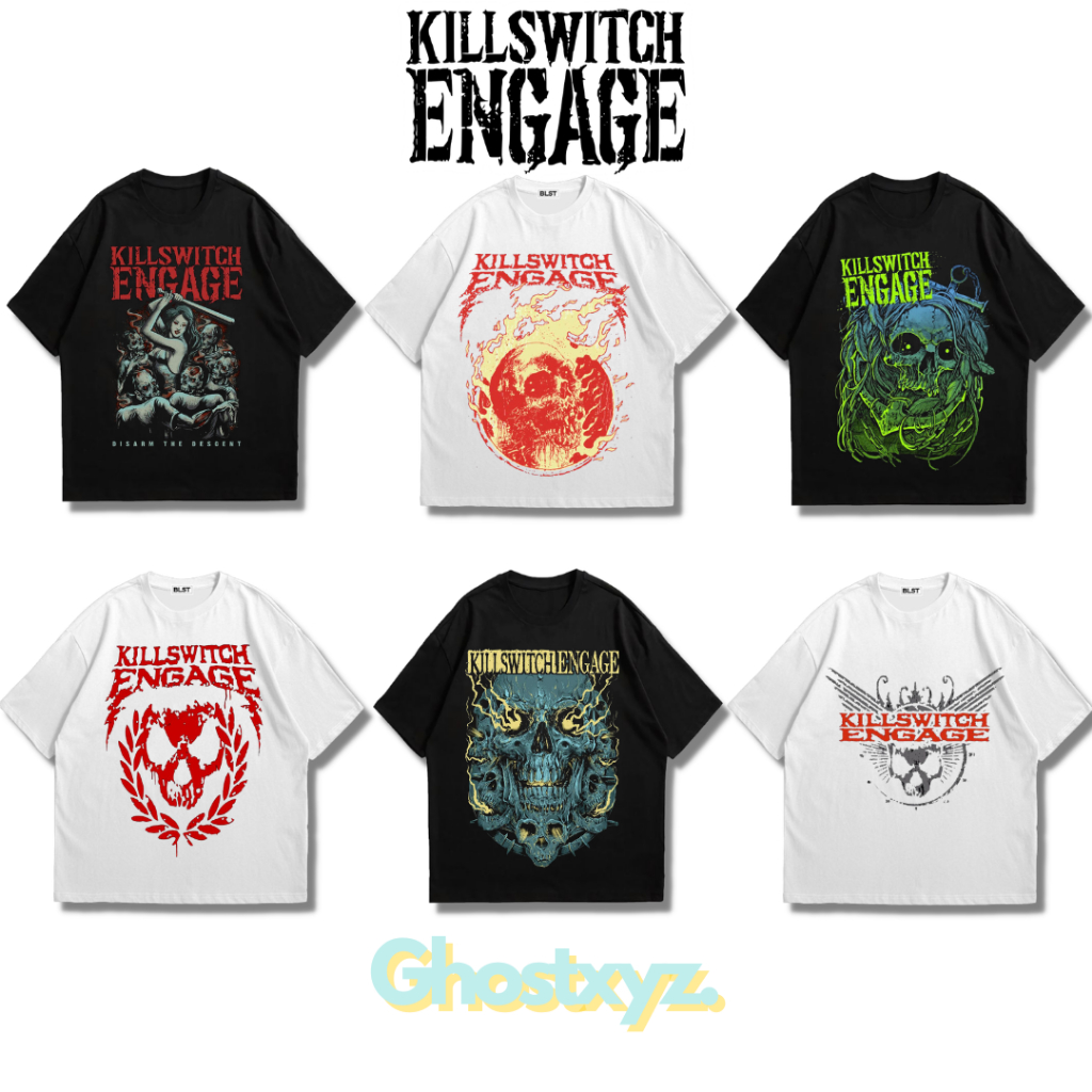 เสื้อยืด Ghostxyz Killswitch Engage Black White Oversize Vintage Tee