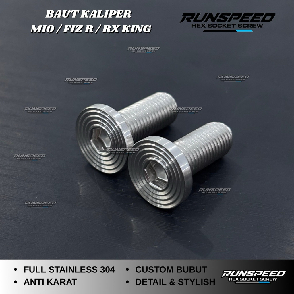 SLIM L-BOLT CALIPER FIZ R JUPITER Z RX KING MIO STAINLESS ANTI-RUST (PRICE สําหรับ 1 ชุด 2 ชิ้น)