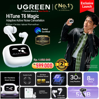 UGREEN HiTune T6 Magic EchoBuds TWS Earphone Wireless Bluetooth 5.4 ANC with Fun Smart Screen LDAC HiRes