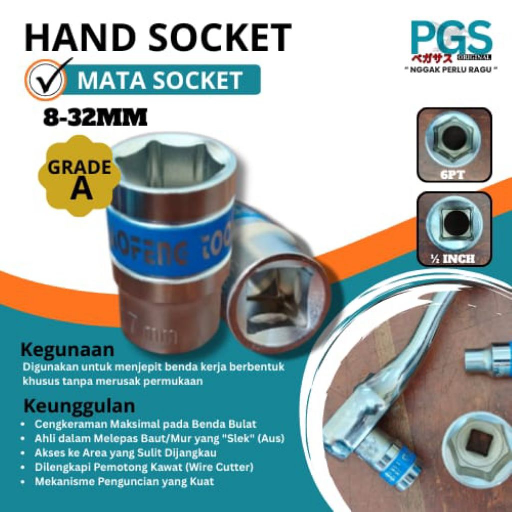 MATA PGS SOCK EYES 1/2" DR. 6PT PGS (ซ็อกเก็ตฮัน)