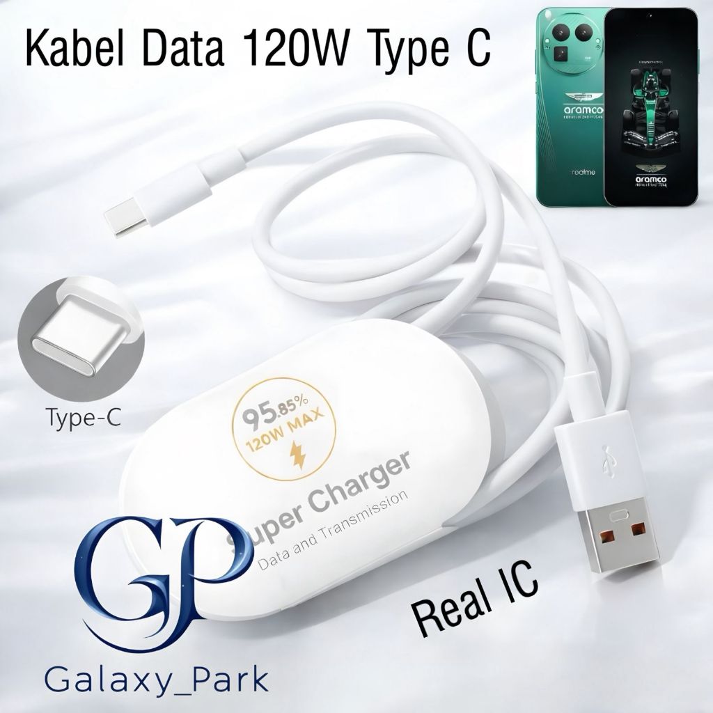 สายเคเบิลข้อมูลสายเคเบิล 120W Type C Real IC ต้นฉบับ 100% รองรับ HP Realme USB To C 1M GT-8Pro [GLX]