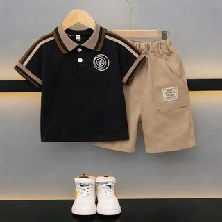 Setelan Anak Laki-Laki Polo Lacos + Celana Pendek Cream | Baju Anak Cowok Casual Premium Usia 1-5 Tahun