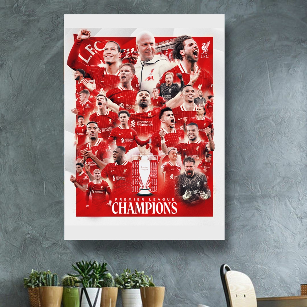 LIVERPOOL WINNER EPLS 2024 -2025 กรอบโปสเตอร์ FOOTBALL Wall Decor ตกแต่งผนังฟุตบอล ENGLISH LEAGUE
