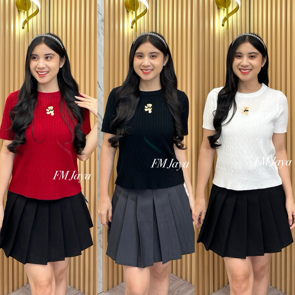 ผู้หญิง KNIT BLOUSE 612 || เสื้อทีม EMBROIDERED KNIT || แขนสั้น KNIT TOP