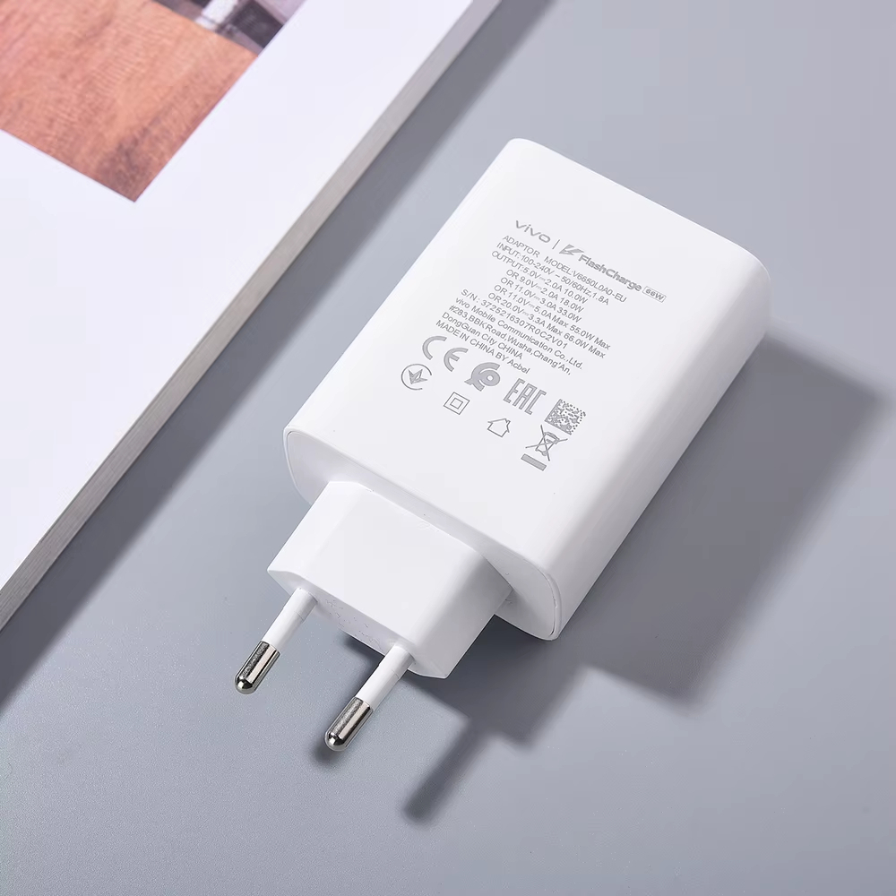 Original Vivo 66W Fast Charger FlashCharge 2.0 อะแดปเตอร์ประเภท C สําหรับ VIVO X80 X70 X60 S18e S17e